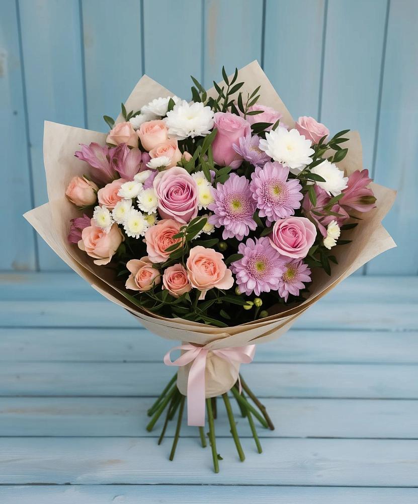 Букет цветов из: Хризантемы, Розы и Альстромерии в Излучинске