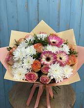 Букет цветов из:  Розы, Герберы и Хризантемы в Излучинске