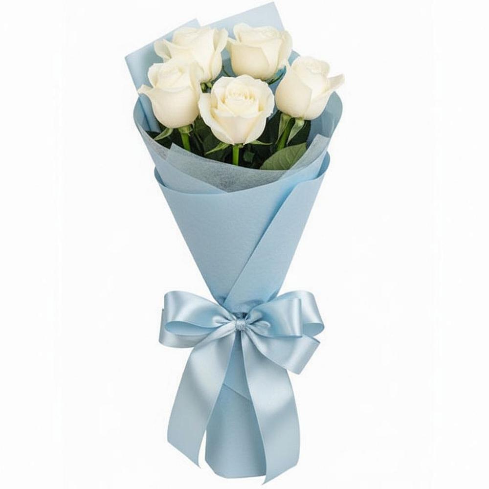 Букет 5 Белых роз Проуд в Излучинске