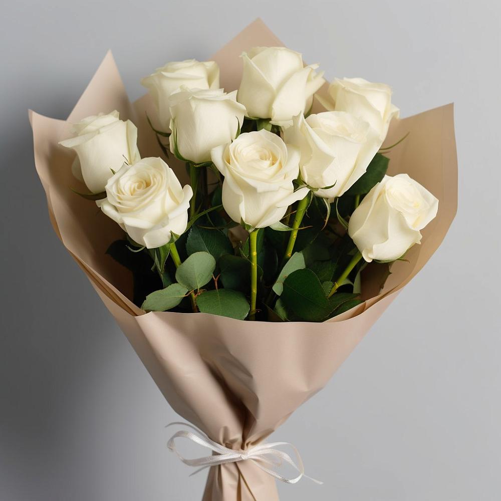 Букет 9 Белых роз Эдлесс Лав в Излучинске