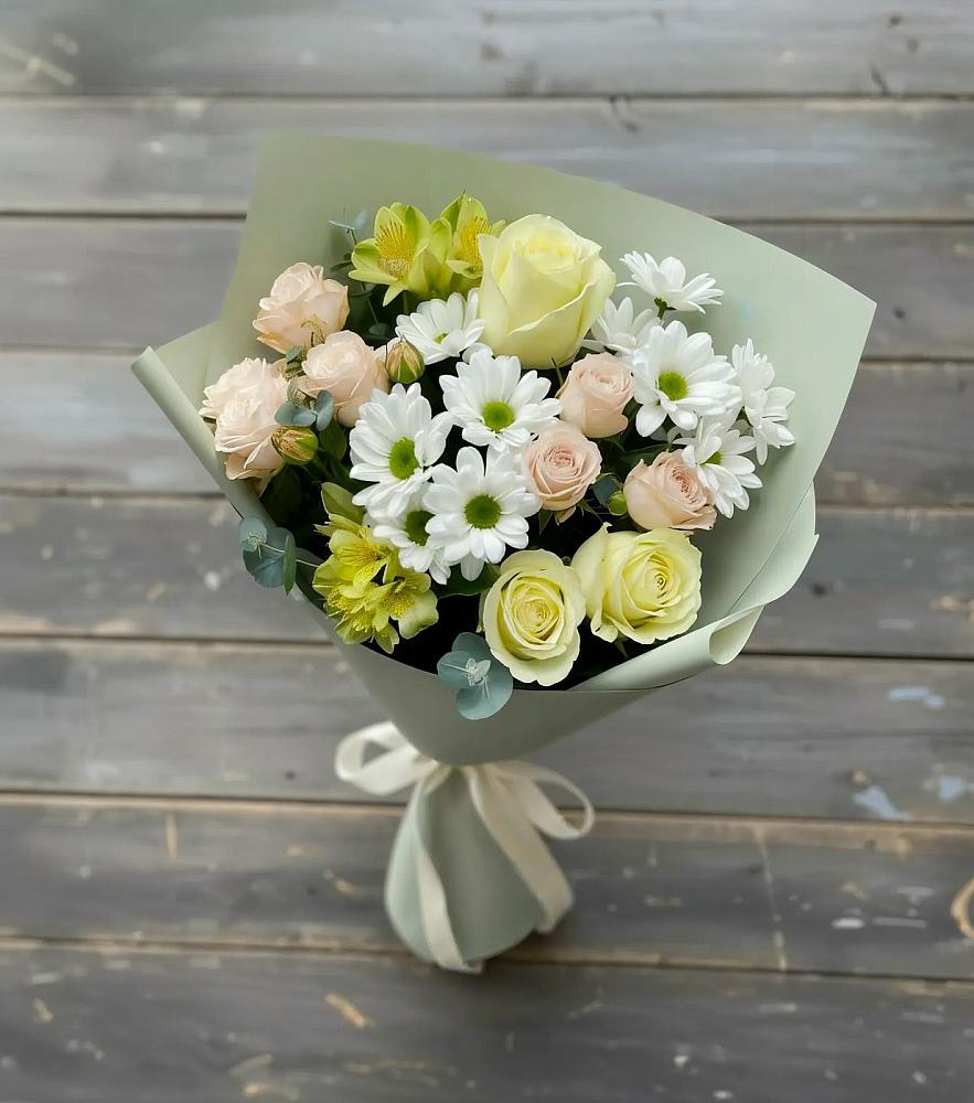Букет цветов из: Альстромерии, Розы и Хризантемы в Излучинске