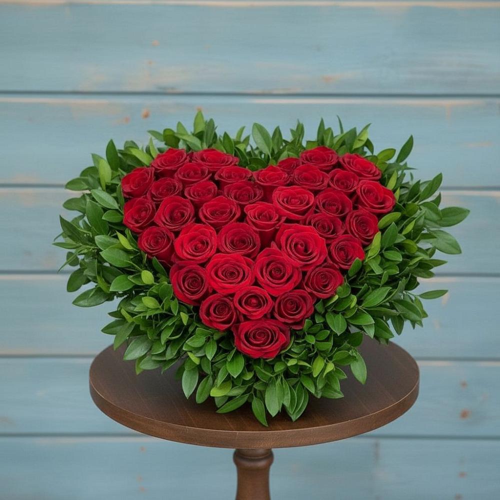 Цветочная композиция из Розы в виде сердца в Излучинске