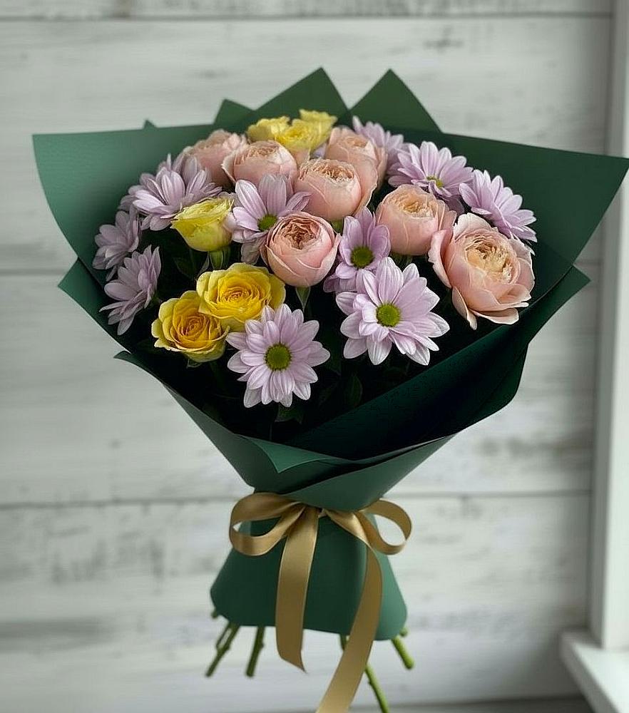 Букет цветов из: Хризантемы и Розы в Излучинске
