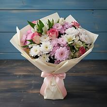 Букет цветов из:  Хризантемы, Альстромерии и Розы в Излучинске