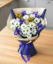 Букет цветов из:  Розы, Ирисы и Хризантемы #REPLACE_PRED# Излучинске