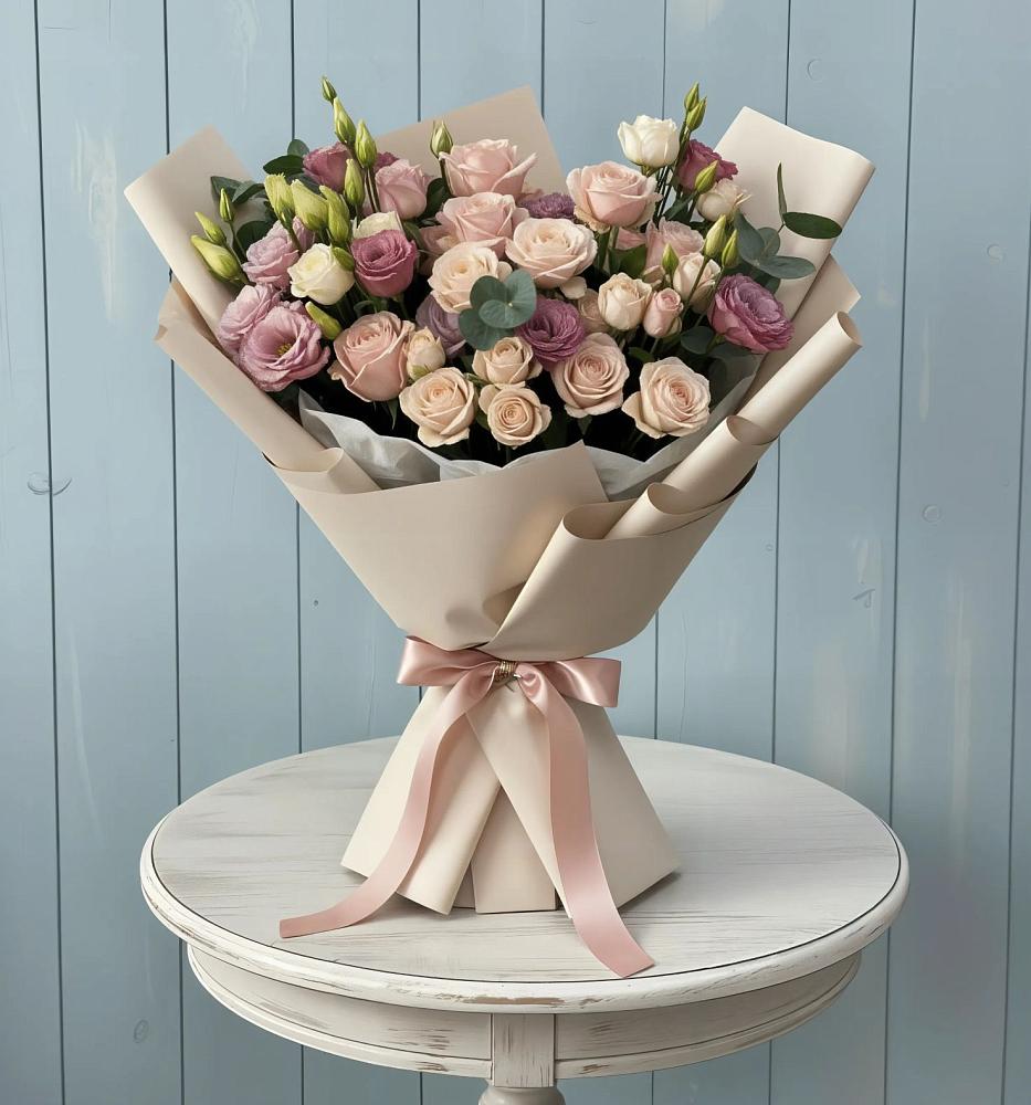 Букет цветов из: Розы и Лизиантусы в Излучинске