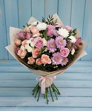 Букет цветов из:  Хризантемы, Розы и Альстромерии в Излучинске