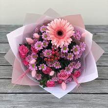 Букет цветов из:  Розы, Герберы и Хризантемы в Излучинске